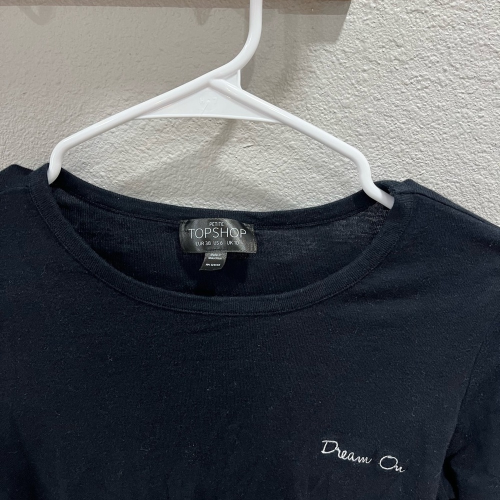 Topshop black long sleeve crop top
